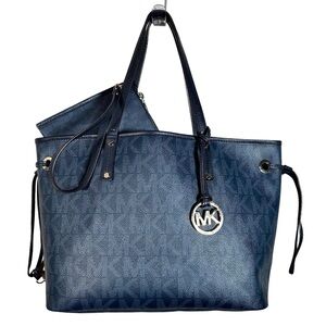 MICHAEL KORS Jet Set Travel Drawstring Monogram Tote Bag with Matching Pouch